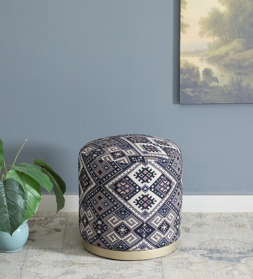 Seville Fabric Pouffe In Multi Colour