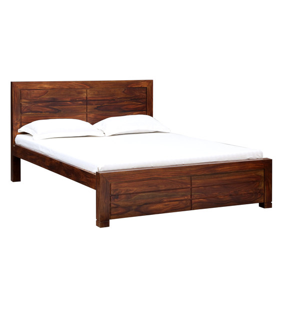 Buy Segur Solid Wood Queen Size Bed in Provincial Teak