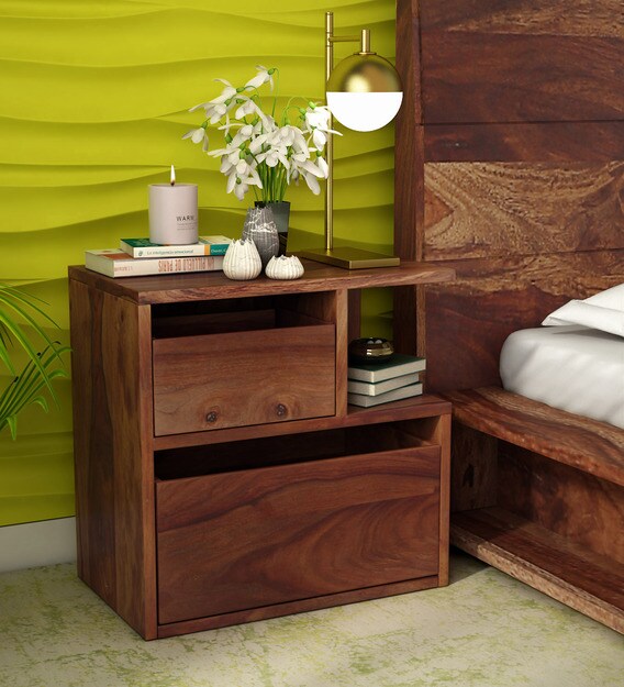 Buy Sencillo Solid Wood Rhs Bedside Chest In Provincial Teak Finish By Woodsworth Online Bedside Chests Tables Furniture Pepperfry Product