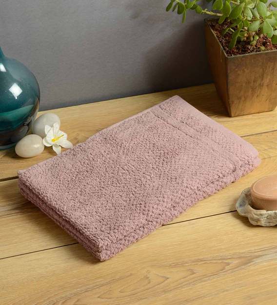 Buy Pink Solid 350 GSM Cotton Hand Towel (Set of 2) by Softweave Online