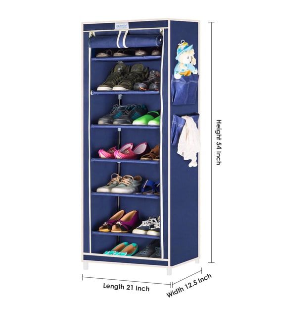 Buy Flux Seven Tier Collapsible Open Shoe Rack In Navy Blue Colour By Cbeeso Online Open Shoe Racks Shoe Racks Furniture Pepperfry Product