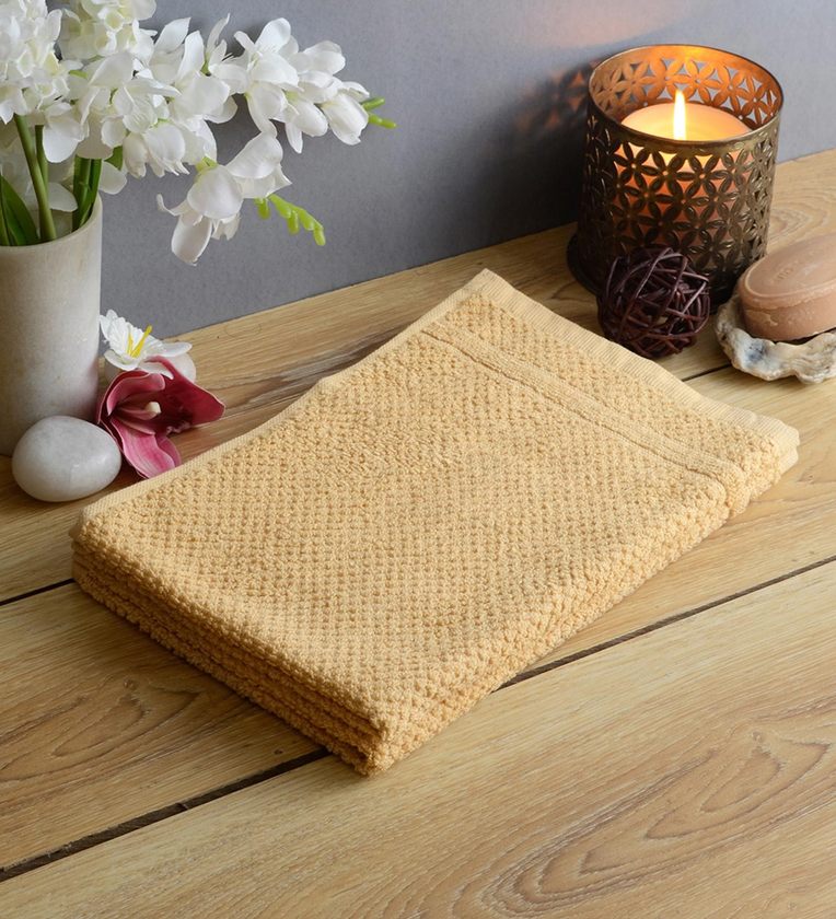 Buy Beige Cotton 350 GSM Set of 2 Hand Towels by Softweave Online