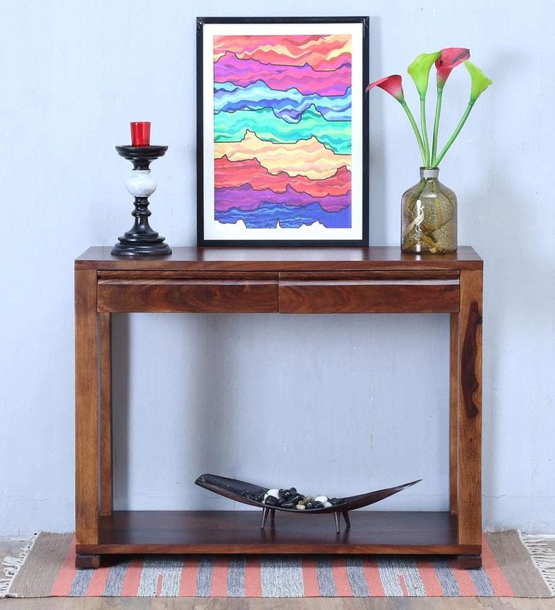 Buy Segur Console Table in Provincial Teak Finish On Rent Online