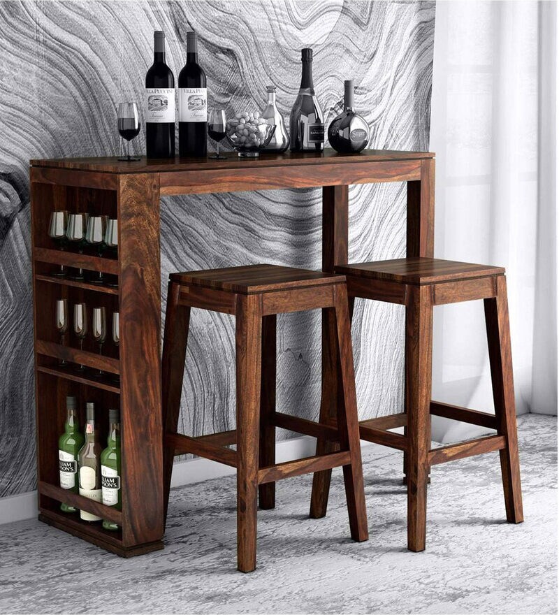 wood bar table set