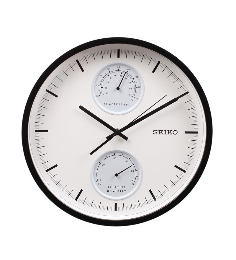 Buy Seiko Modern Black Wood and Glass 12 x 1.8 x 12 Inch Wall Clock