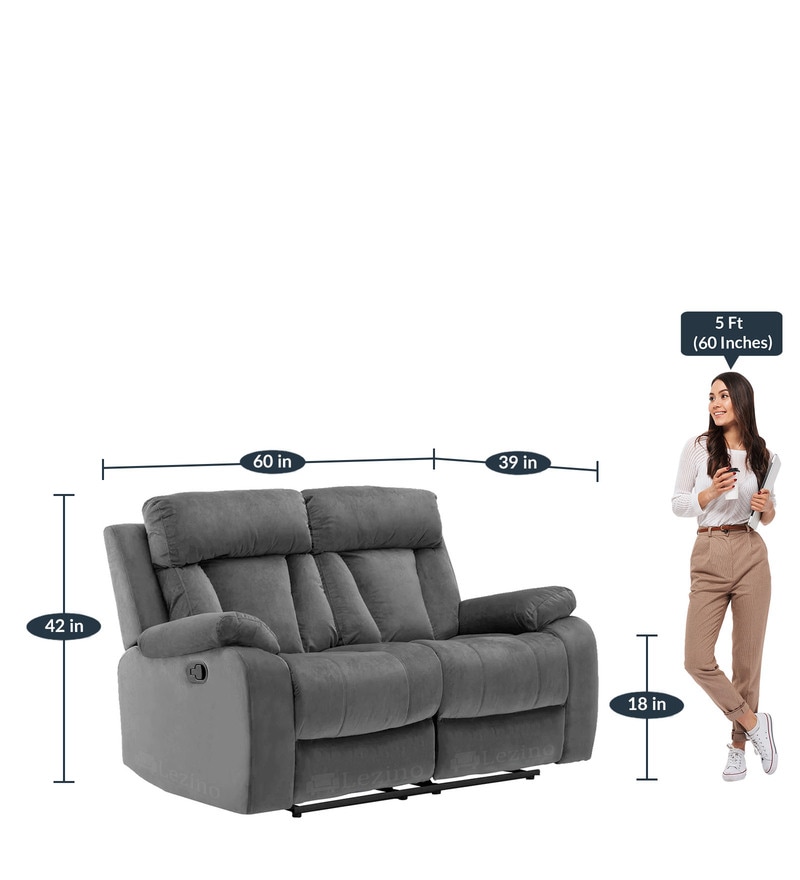 Buy Selino Fabric Manual 2 Seater Recliner In Grey Colour By Lezino Online Manual 2 Seater 5423