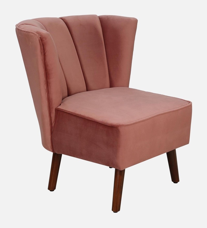 Buy Sergio Velvet Slipper Chair In Blush Pink Colour Online Slipper Chairs Slipper Chairs