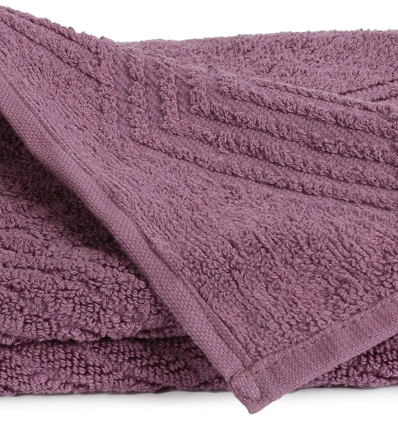 Buy Set Of 2 Purple Cotton 450 GSM Hand Towels By Softweave Online