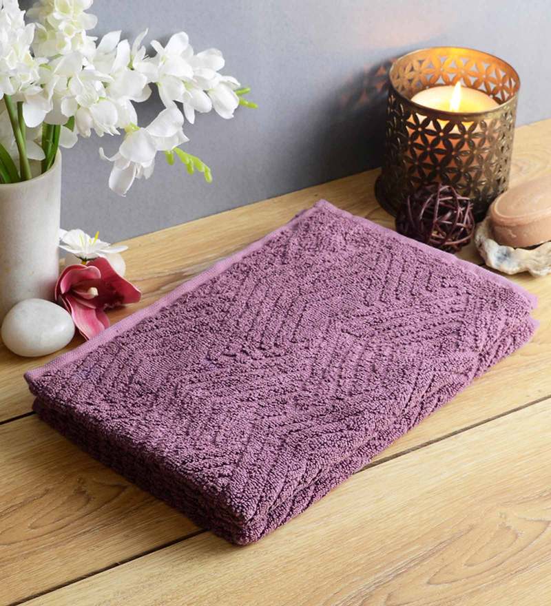 Buy Set Of 2 Purple Cotton 450 GSM Hand Towels By Softweave Online
