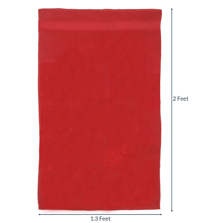 Buy Red Solid 450 GSM Cotton Hand Towel (Set of 2) by AVI Living Online