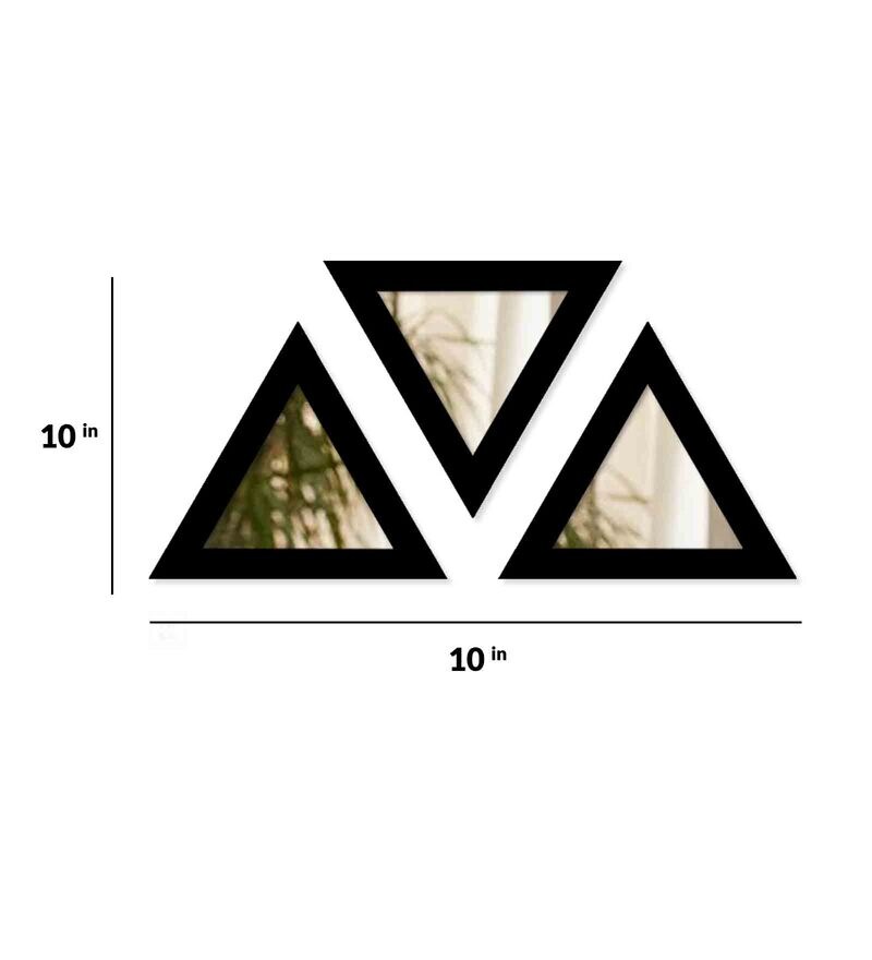 Buy Set of 3 Triangular Shape Mirror in Black Colour Online