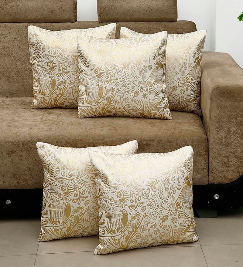 Buy Foil Printed Jute Traditional Pattern 16X16 Inch Cushion Covers