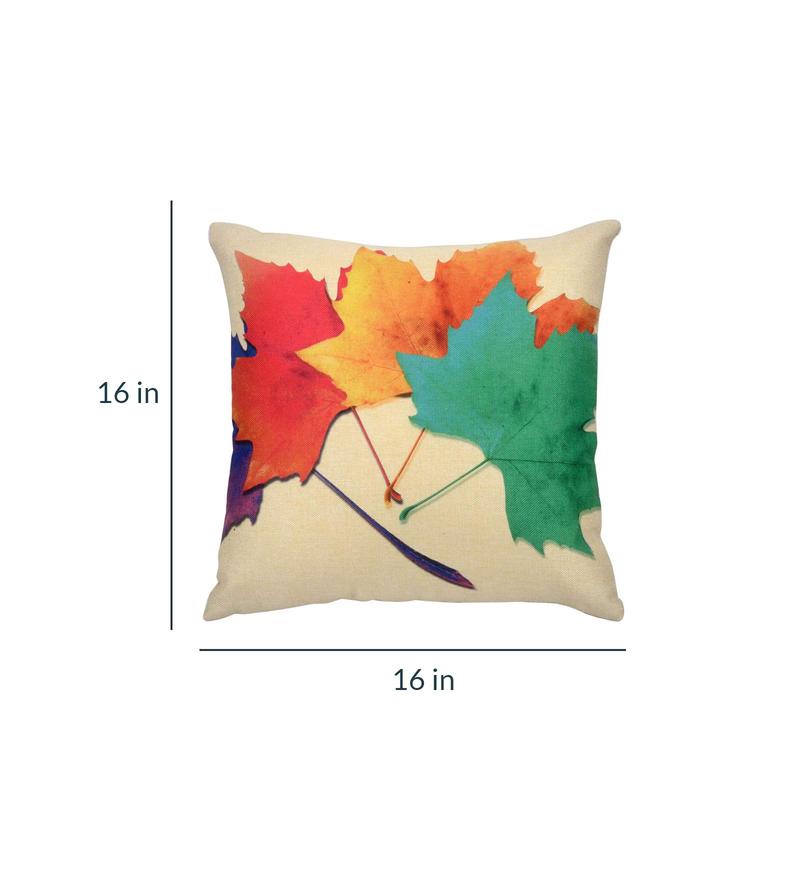 Buy Jute Floral Pattern 16x16 Inch Cushion Covers (Set Of 5) by Romee