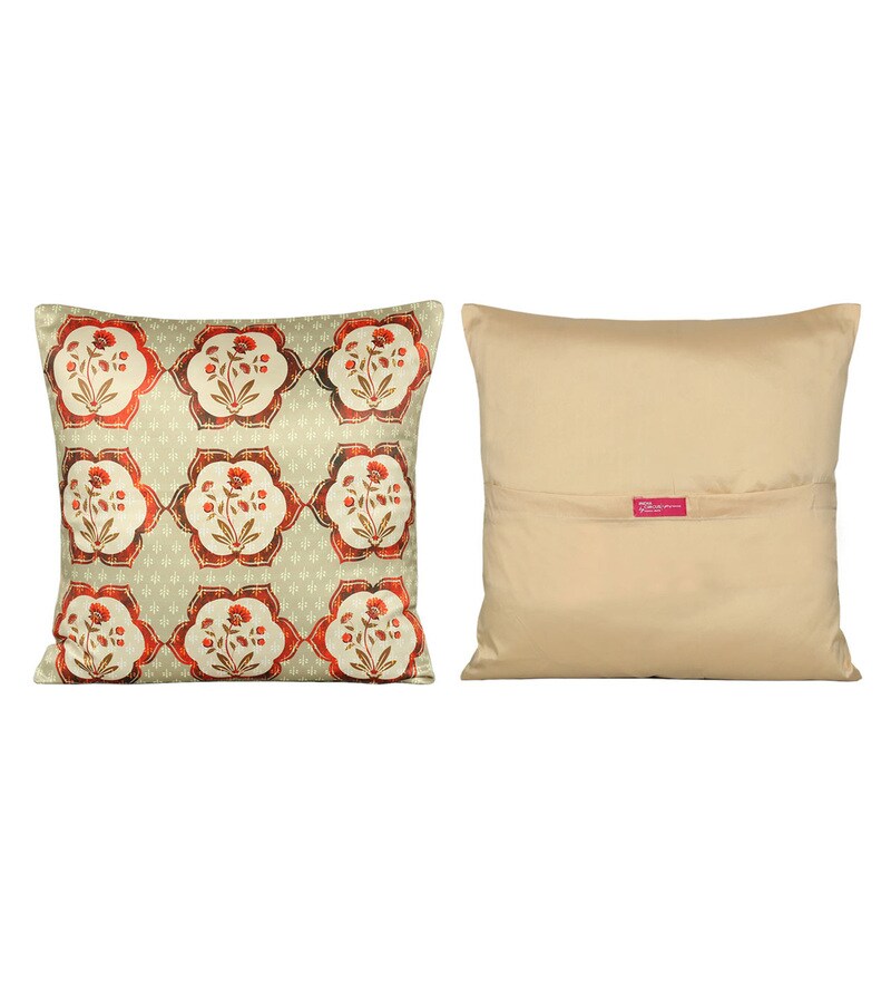 Buy Ancient Haathi Satin Traditional Pattern 16x16 Inch Cushion Covers