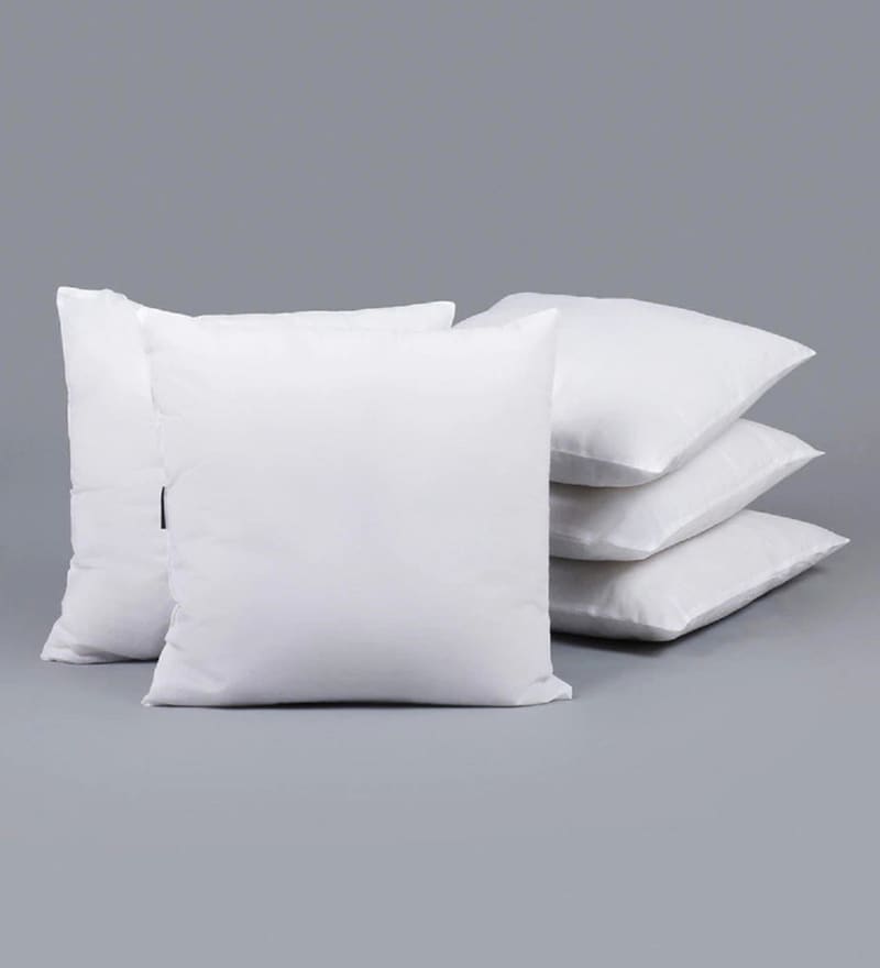 Buy Set Of 5 White Synthetic Fill Cushion Inserts 16 X 16 Inches