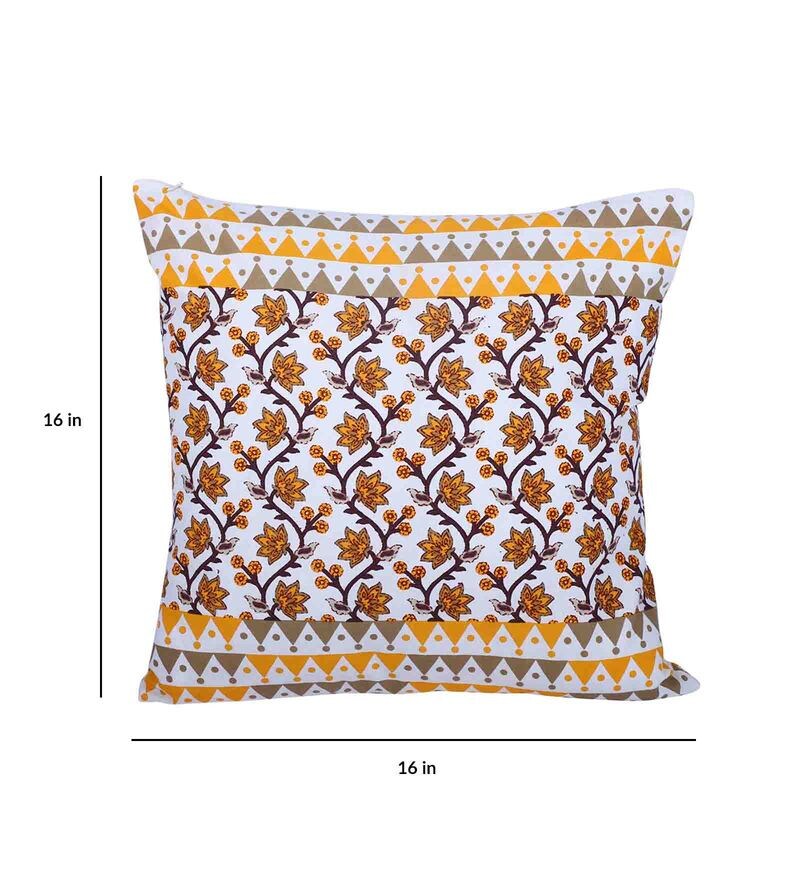 Buy Cotton Floral Pattern 16x16 Inch Cushion Covers (Set Of 5) Online