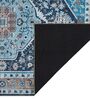 Sea Blue Traditional Polyester 9 ft x 12 ft Machine Made Carpet