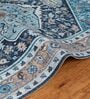 Sea Blue Traditional Polyester 9 ft x 12 ft Machine Made Carpet