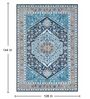 Sea Blue Traditional Polyester 9 ft x 12 ft Machine Made Carpet