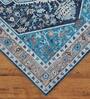 Sea Blue Traditional Polyester 9 ft x 12 ft Machine Made Carpet