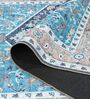 Sea Blue Traditional Polyester 9 ft x 12 ft Machine Made Carpet