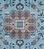Sea Blue Traditional Polyester 9 ft x 12 ft Machine Made Carpet