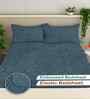Sea Ethnic 300 TC Cotton Blend King Size Fitted Embossed Double Bedsheet with 2 Pillow Covers