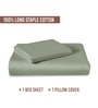Sea Foam Solid 400 TC Cotton Single Sized Bedsheet with 1 Pillow Cover