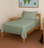Sea Foam Solid 400 TC Cotton Single Sized Bedsheet with 1 Pillow Cover