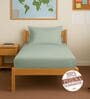 Sea Foam Solid 400 TC Cotton Single Sized Fitted sheet with 1 Pillow Cover