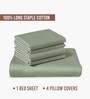 Sea Foam Solid 400 TC Cotton Super King Sized Bedsheet with 4 Pillow Covers