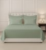 Sea Foam Solid 400 TC Cotton Super King Sized Bedsheet with 4 Pillow Covers