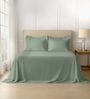 Sea Foam Solid 600 TC Cotton Super King Sized Bedsheet with 4 Pillow Covers