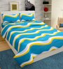 Sea Green Abstract 160 TC Microfibre Queen Sized Bedsheet with 2 Pillow Covers