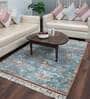 Sea Green Faux Silk Floral 3 x 5 Feet Hand Woven Carpet -Avioni Collection