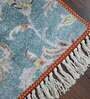 Sea Green Faux Silk Floral 3 x 5 Feet Hand Woven Carpet -Avioni Collection
