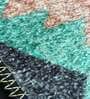 Green Geometric Faux Silk 3 ft x 5 ft Hand Woven Carpet