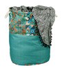 Sea Green Polyester Slub 50 Ltr (1Pc) Laundry Basket with Lid