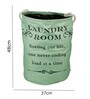Sea Green Polyester Slub 50 Ltr (1Pc) Laundry Basket with Lid