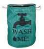 Sea Green Polyester Slub 50 Ltr (1Pc) Laundry Basket with Lid