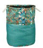Sea Green Polyester Slub 50 Ltr (1Pc) Laundry Basket with Lid