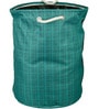 Sea Green Polyester Slub 50 Ltr (1Pc) Laundry Basket with Lid