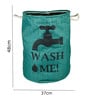 Sea Green Polyester Slub 50 Ltr (1Pc) Laundry Basket with Lid