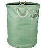 Sea Green Polyester Slub 50 Ltr (1Pc) Laundry Basket with Lid