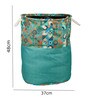 Sea Green Polyester Slub 50 Ltr (1Pc) Laundry Basket with Lid