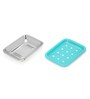 Stainless Steel Counter Top Bathroom Accessories in Blue, Set of 3