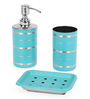 Stainless Steel Counter Top Bathroom Accessories in Blue, Set of 3