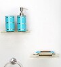 Stainless Steel Counter Top Bathroom Accessories in Blue, Set of 3