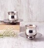 Seamless Belly 400ml Silver Stainless Steel (Set of 4) Tea Cup & Saucer Set