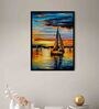 Seascape Sunrise Multicolour Synthetic Wood Framed Canvas Wall Painting
